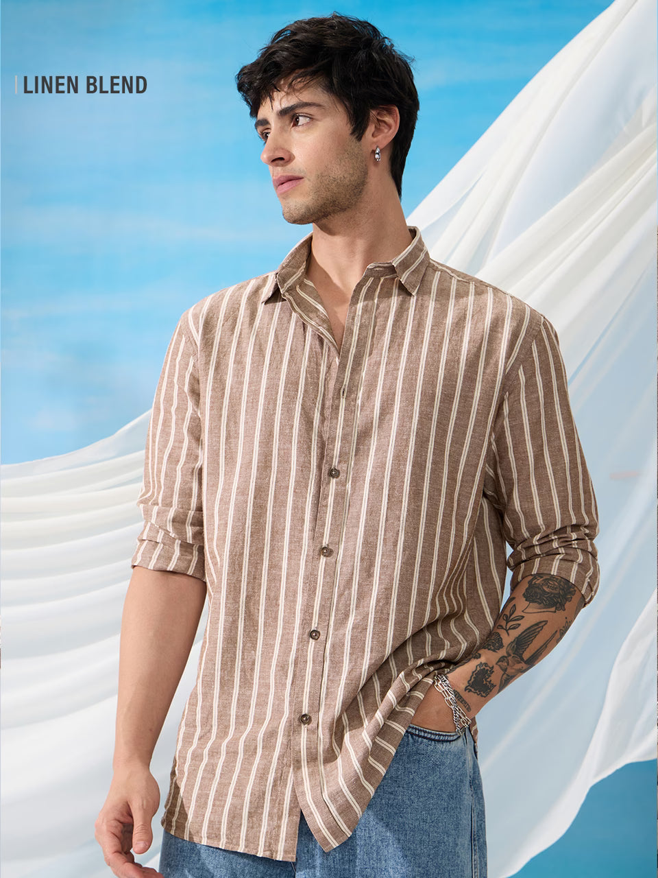 Cotton Linen Stripes: Dune