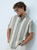 Cotton Linen Stripes: Jade Haze